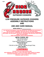 King Kooker LP3 Assembly Instructions And Use And Care Manual