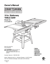 Craftsman Professional 315.228510 Owner's Manual