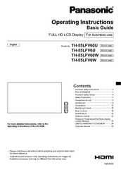 Panasonic TH-55LFV60U Operating Instructions Manual
