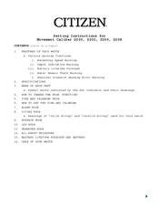 Citizen D202 Setting Instructions Manual