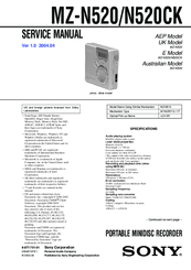 Sony MZ-N520CK Service Manual