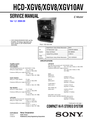 Sony HCD-XGV8 Service Manual