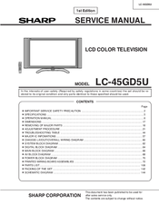 Sharp Aquos LC 45GD5U Service Manual