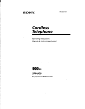 Sony SPP-900 - Cordless 900mhz Telephone Operating Instructions Manual