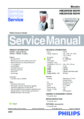Philips HR2090/00 ROW Service Manual