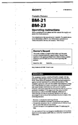 Sony Pressman BM-21 Operating Instructions