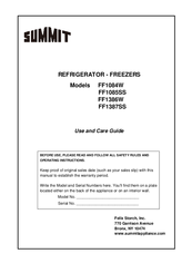 Summit FF1085SS Use And Care Manual