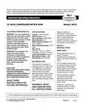 North American Tool 8633 Operating Instructions Manual