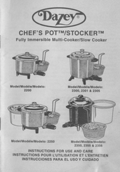 Dazey 2250 Instructions For Use And Care Manual