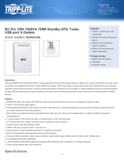 Tripp Lite BCPRO1050 Instructions
