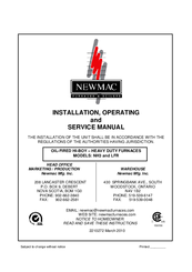 Newmac LFR-73V Installation, Operating And Service Manual