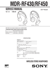 Sony MDR-RF450 Service Manual