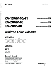 Sony KV-20VS40 Operating Instructions Manual