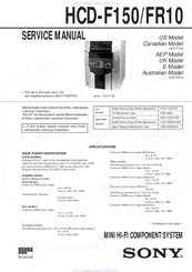 Sony HCD-F150 - Component For Mhcf150 Service Manual