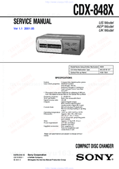 Sony CDX-848X - Compact Disc Changer System Service Manual