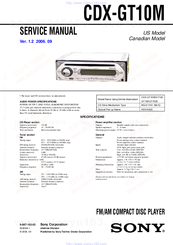Sony Cdx Gt10m Car Audio Manuals