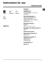 Hotpoint WMD 843 Instructions For Use Manual