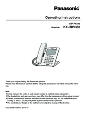 Panasonic KX-HDV330X Operating Instructions Manual
