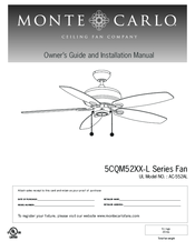 Monte Carlo Fan Company 5CQM52XX-L Series Owner's Manual And Installation Manual