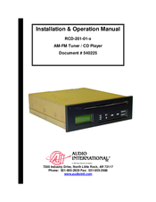 Audio international RCD-201-01-2 Installation & Operation Manual