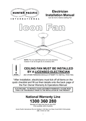 Hunter Pacific Icon 52 Electrician Installation Manual