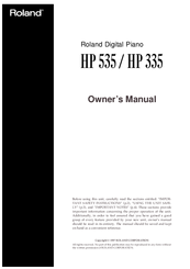 Roland HP 335 Owner's Manual