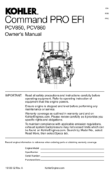 Kohler Command PRO EFI PCV860 Owner's Manual