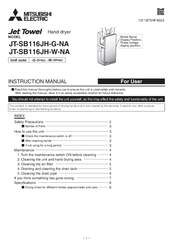 Mitsubishi Electric Jet Towel JT-SB116JH-G-NA Instruction Manual