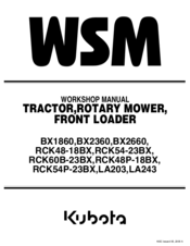 Kubota BX1860 Workshop Manual