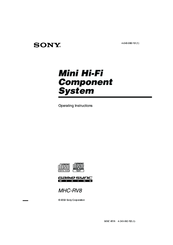 Sony MHC-RV8 Operating Instructions Manual
