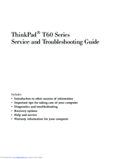 Lenovo ThinkPad T60 Series Service And Troubleshooting Manual
