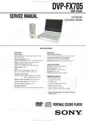 Sony DVP-FX705 - Portable Dvd Player Service Manual