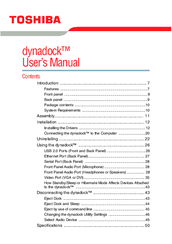 Toshiba dynadock PA3541 User Manual