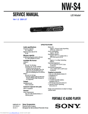 Sony NW-S4 - Network Walkman Service Manual