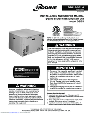 Modine Manufacturing GEO16-501.4 Installation And Service Manual