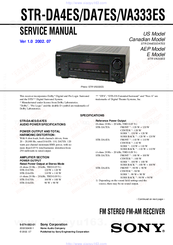 Sony STR-DA7ES - Fm Stereo/fm-am Receiver Service Manual