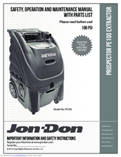 Jon-Don Prospector PE100 Safety, Operation And Maintenance Manual With Parts List