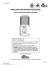 SunStar RCH100 Installation And Operation Instructions Manual
