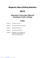 Unibor BD35 Operator's Instruction Manual