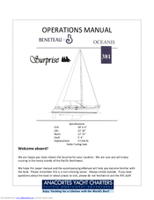 Anacortes Yacht Charters Surprise Operation Manual