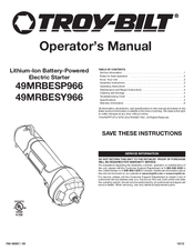 Troy-Bilt 49MRBESP966 Operator's Manual