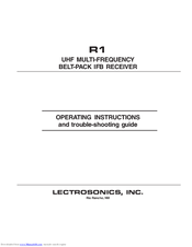 Lectrosonics R1 Operating Instructions And Troubleshooting Manual