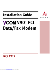 Aureal VCom V90 PCI Installation Manual