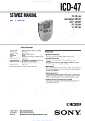 Sony ICD-47 Primary Service Manual