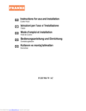 Franke FGB 906 W AC Instructions For Use And Installation