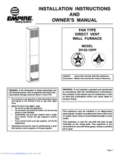 Empire DV-55-1SPP Installation Instructions And Owner's Manual