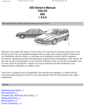 Volvo 1996 850 Owner's Manual