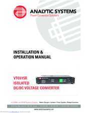 Analytic Systems VTC615R Installation & Operation Manual