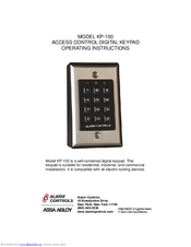 Alarm Controls Corporation KP-100 Operating Instructions Manual