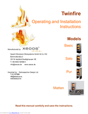 xeoos Twinfire Pur Operating And Installation Instructions